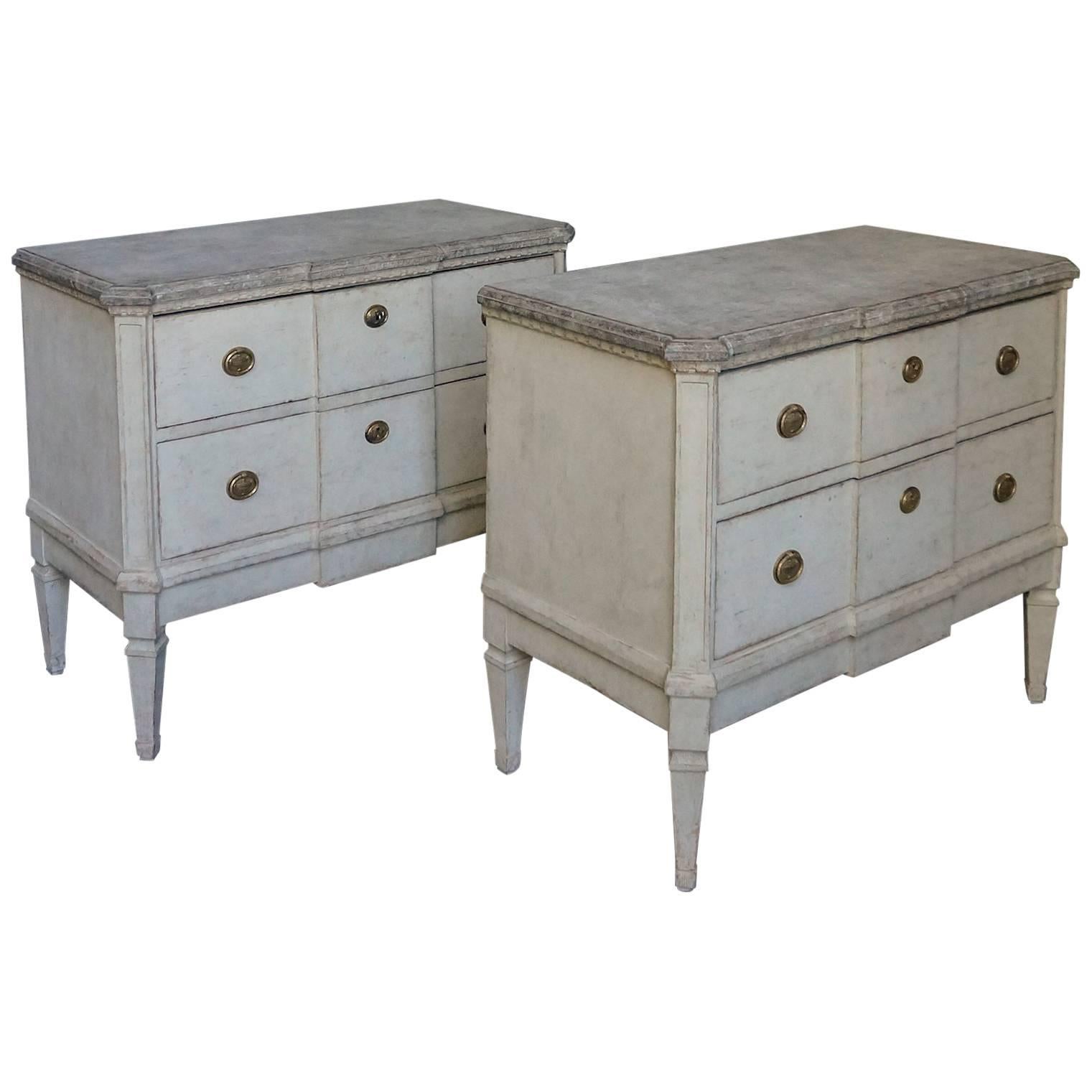 Pair of Swedish Commodes with Faux Marble Tops