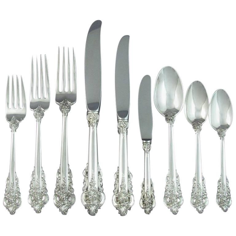 Wallace Grande Baroque Sterling Flatware Service for 12 For Sale