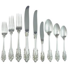 Vintage Wallace Grande Baroque Sterling Flatware Service for 12