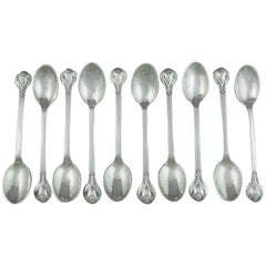 Set of Ten Evald Nielsen Silver Coffee Spoons