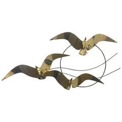 Curtis Jere Brass Flock of Seagulls Bird Wall Sculpture