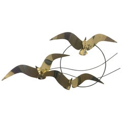 Curtis Jere Brass Flock of Seagulls Bird Wall Sculpture‏