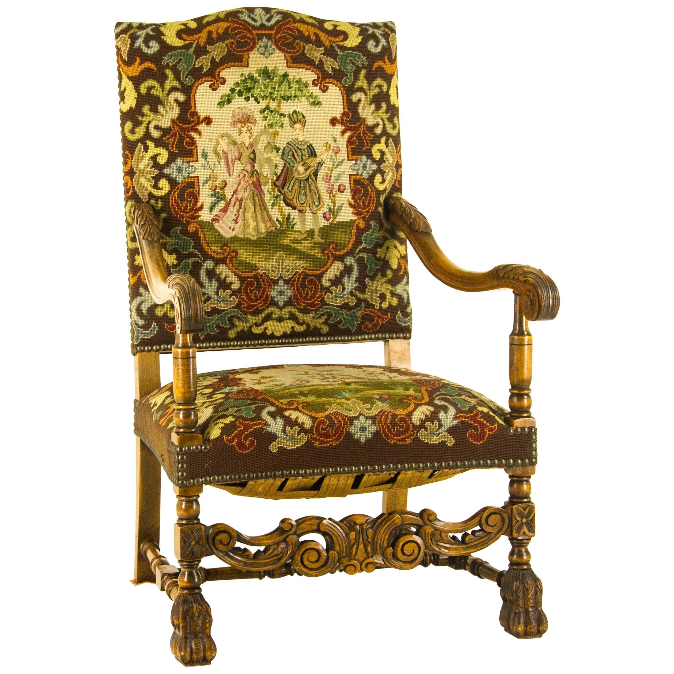 Antique Armchair, Walnut Antique Chair, France, 1880  REDUCED!!!!