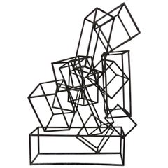 Vintage Steel Cube Sculpture