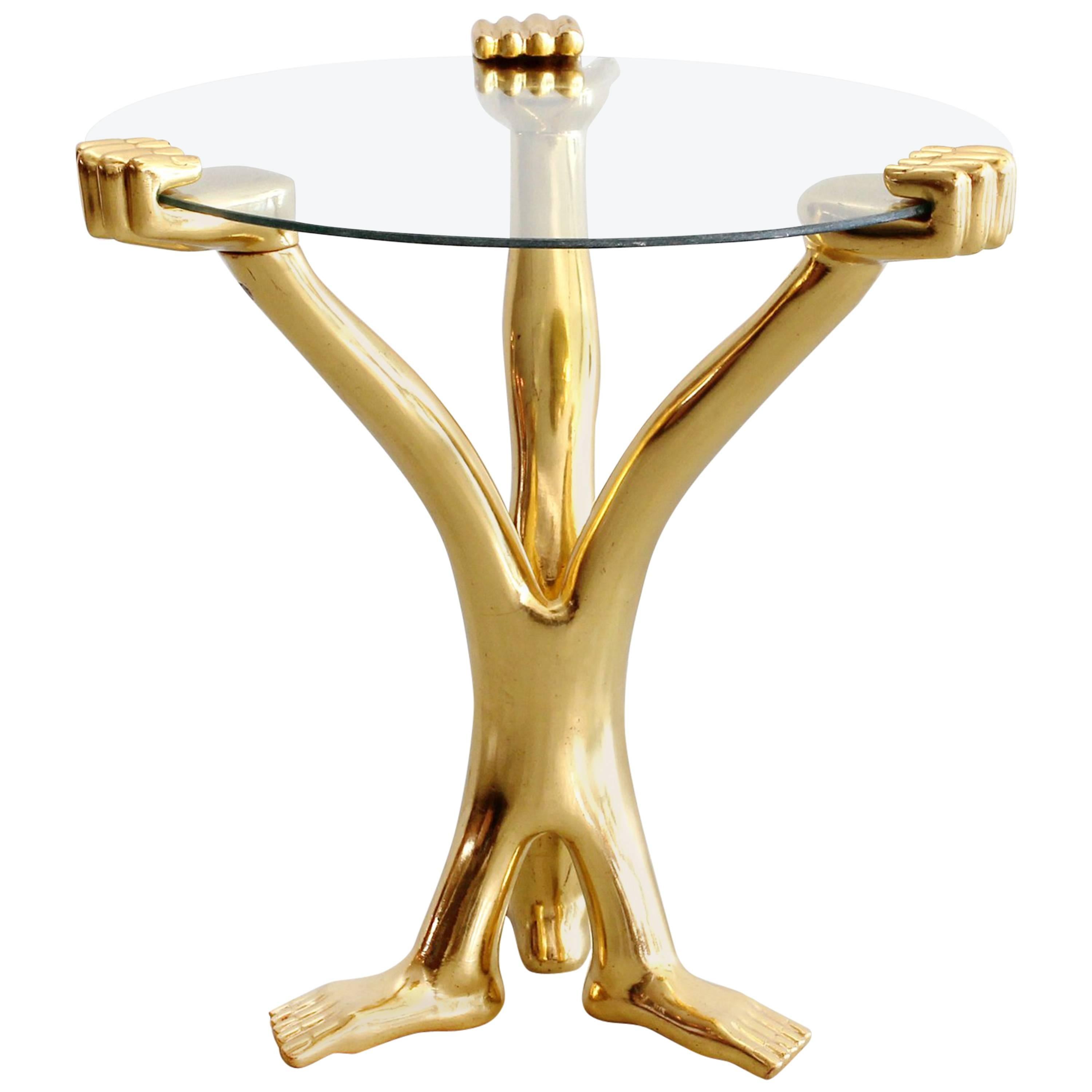 Signed Pedro Friedeberg Gilt Accent Table