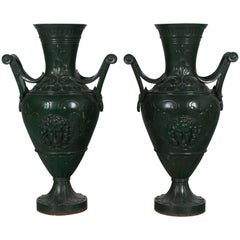 Pair of French Cast Iron Garden Urns