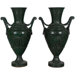 Pair of French Cast Iron Garden Urns