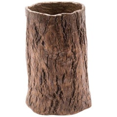 Contemporary Japanese Ceramic Studio Vase Simulated Tree Trunk