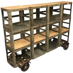 Used Industrial Shelving Unit with Glass and Oak by Hrdla Design