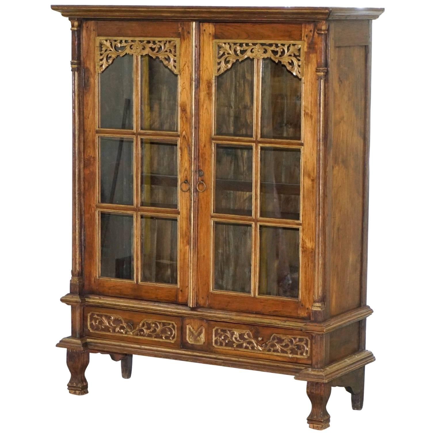 Stunning Hand-Carved Antique French Louis 18th-19th Century Bookcase Cabinet