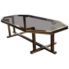 Brass and Glass Dining Room Table by Maison Jansen