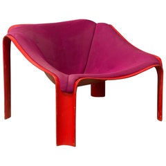 1963, Pierre Paulin, F303 Lounge Chair in Red with Upholstery for Artifort