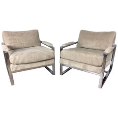 Milo Baughman Lounge Chair, Pair