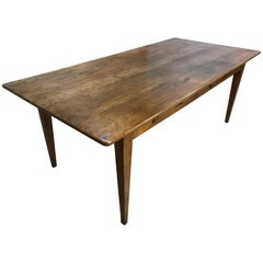 Exceptionally Wide French Cherry Antique Table with Two Drawers