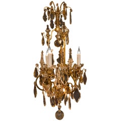 Sign by Baccarat, French Louis XVI Style, Bronze and Crystal Small Chandelier