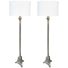 Paire de lampadaires français de style Empire en argent