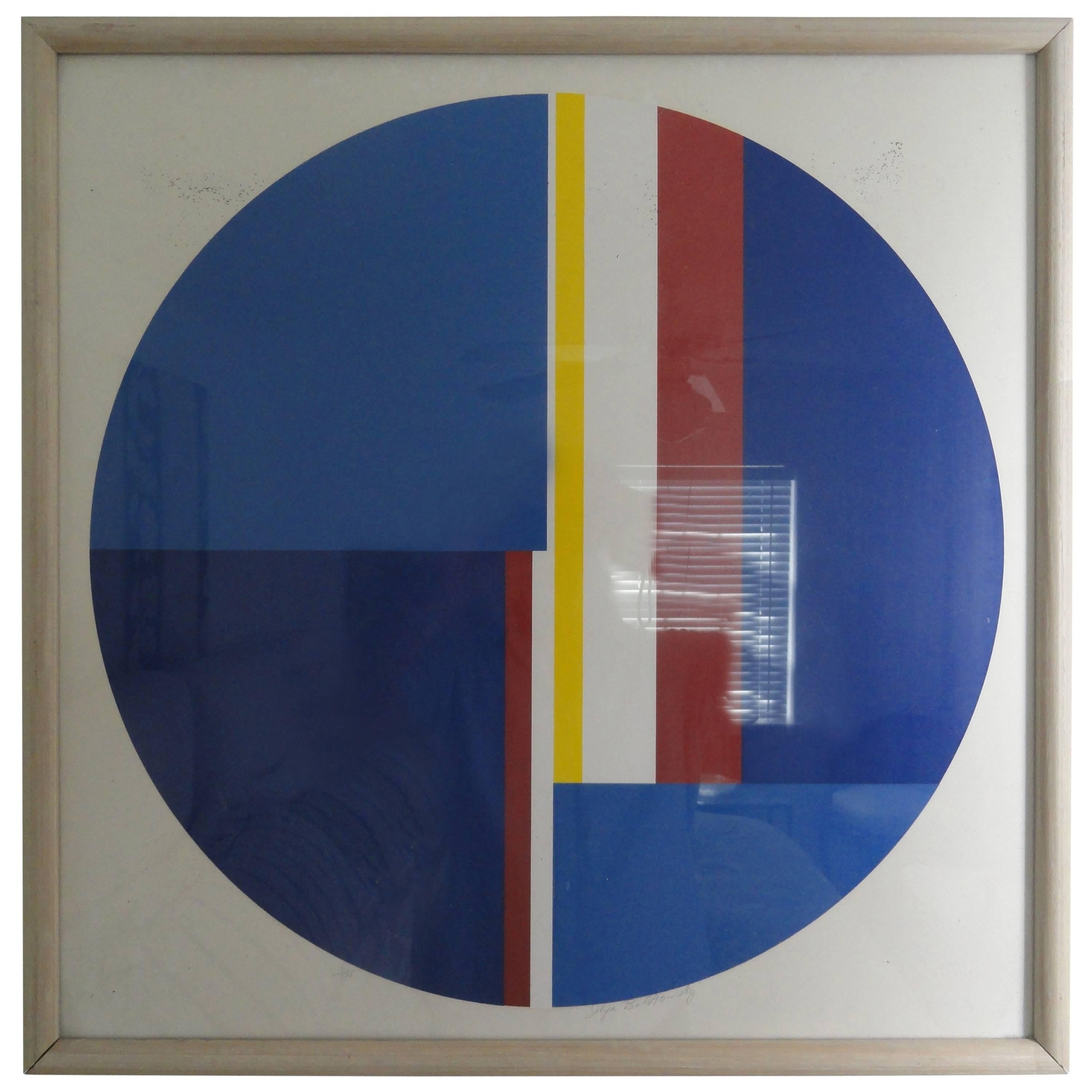 Ilya Bolotowsky 'Untitled' Blue Tondo, signed and numbered screenprint For Sale
