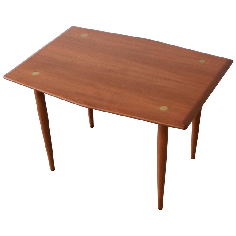 Swedish Modern Teak and Brass Side Table by Dux For Sale