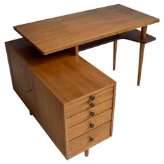 Elegant L Shaped 1950s Desk with Fine Macassar Ebony Details