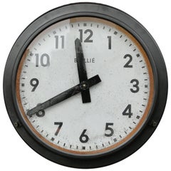 Vintage French Railway Clock from the 1960s, Graphite Metal