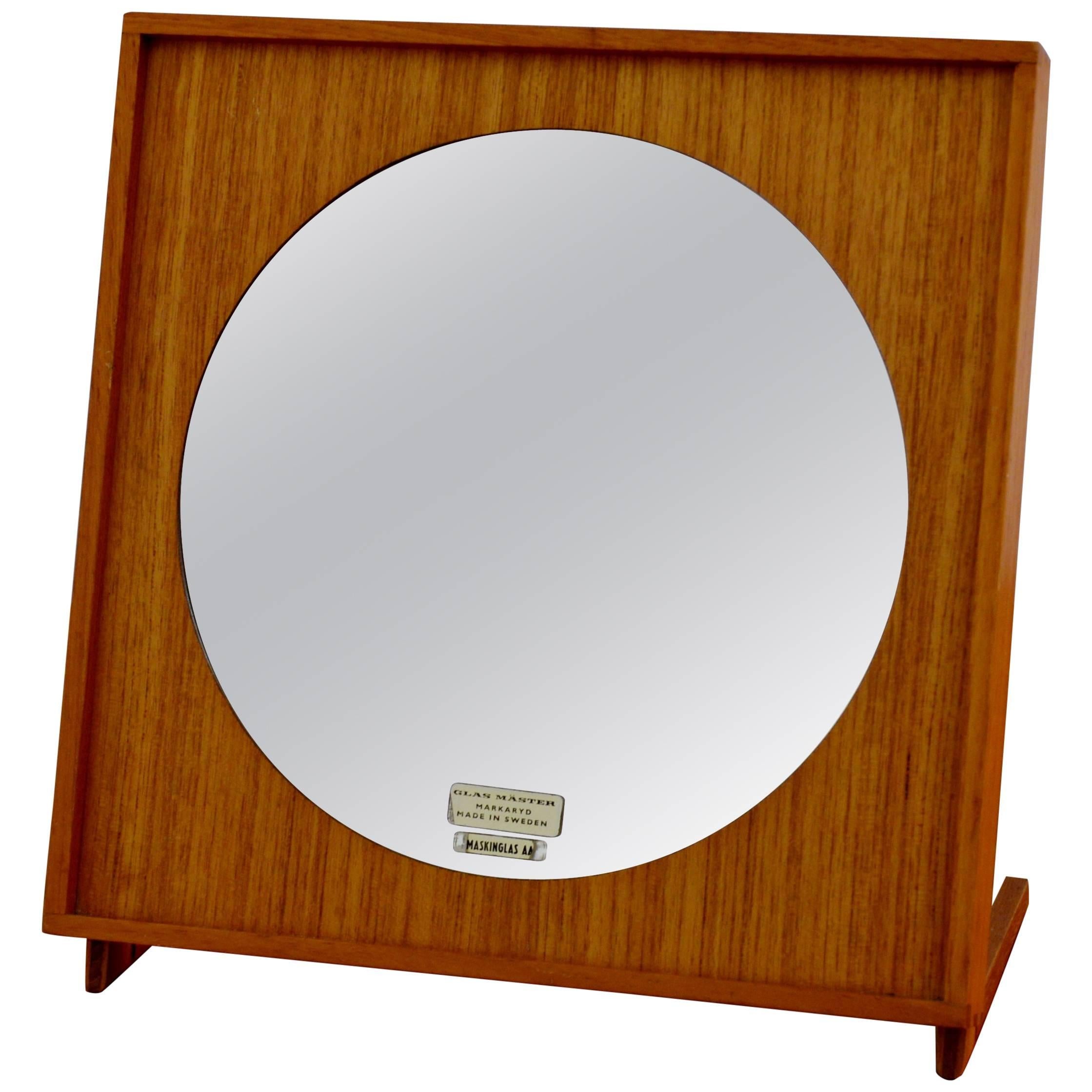 1950s Teak Table Mirror from Glasmäster Markaryd For Sale