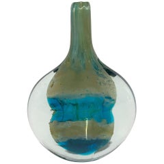 Early Handcrafted 'Cut Ice' Fish Vase by Michael Harris for Mdina