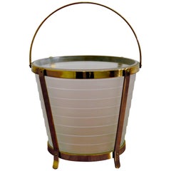 Art Deco Brass and Glass Ice Bucket