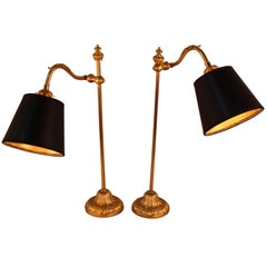 Pair of French Bronze Adjustable Table Lamp