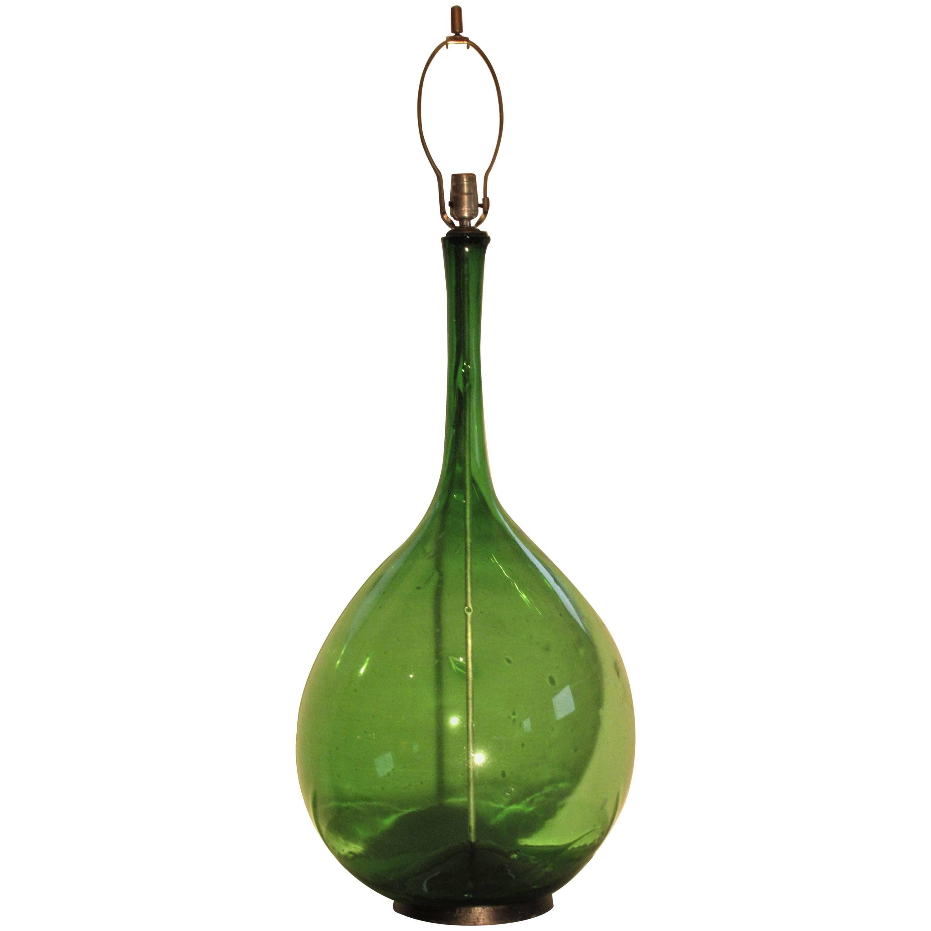 Antique Oversize Blown Glass Bottle Lamp