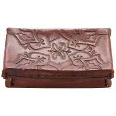 Antique Early 20th Century Small Tooled Leather Box from Mexico