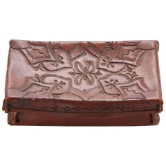 Antique Early 20th Century Small Tooled Leather Box from Mexico