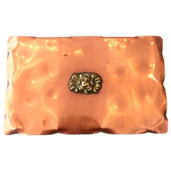 Hand-Hammered Copperware Box with Bronze Flower Motif by Drumgold
