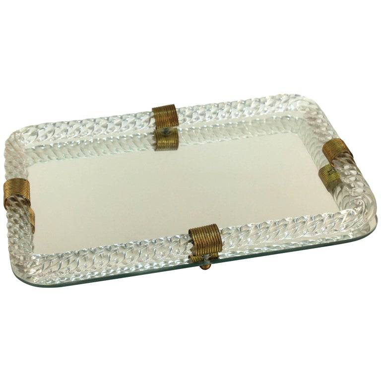 Torciglioni Glass Vanity Tray By Venini, Glass Mirror Dresser Tray