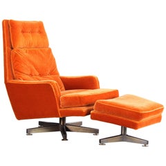 Edward Wormley Swivel Lounge Chair and Ottoman for Dunbar, 1960