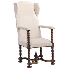 Tall Primitive Wingback Chair, France, circa 1970