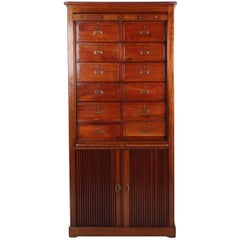 Solid Mahogany Tambour-Front Haberdashery Cabinet
