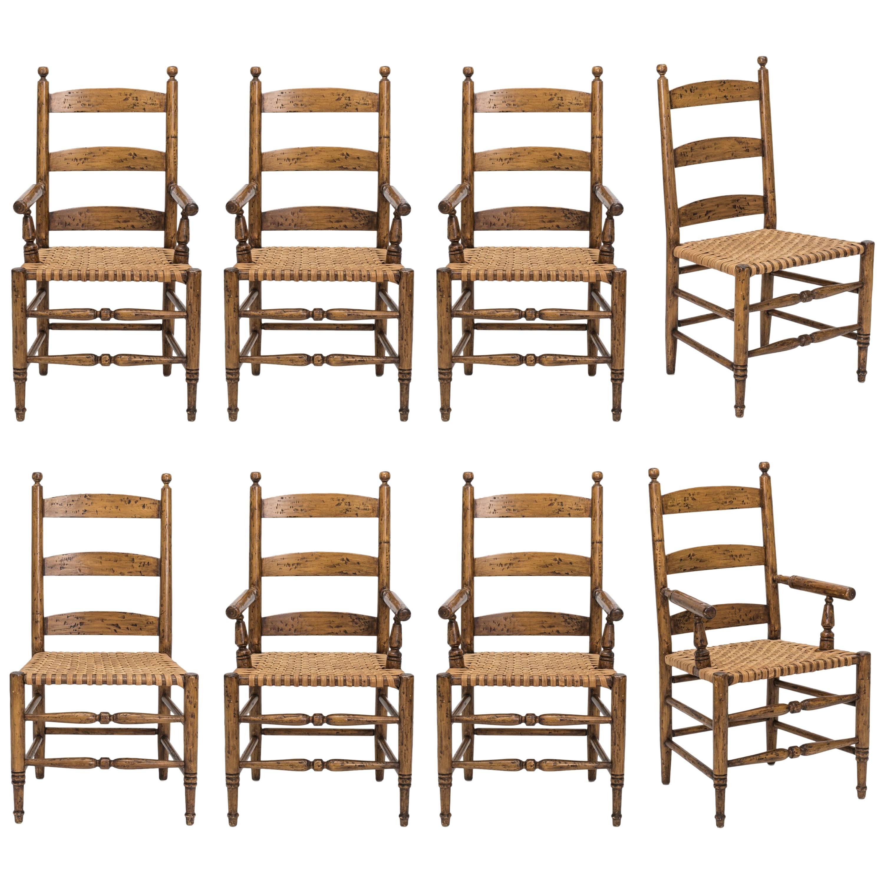 Ladder Back Rush Seat Dining Chairs