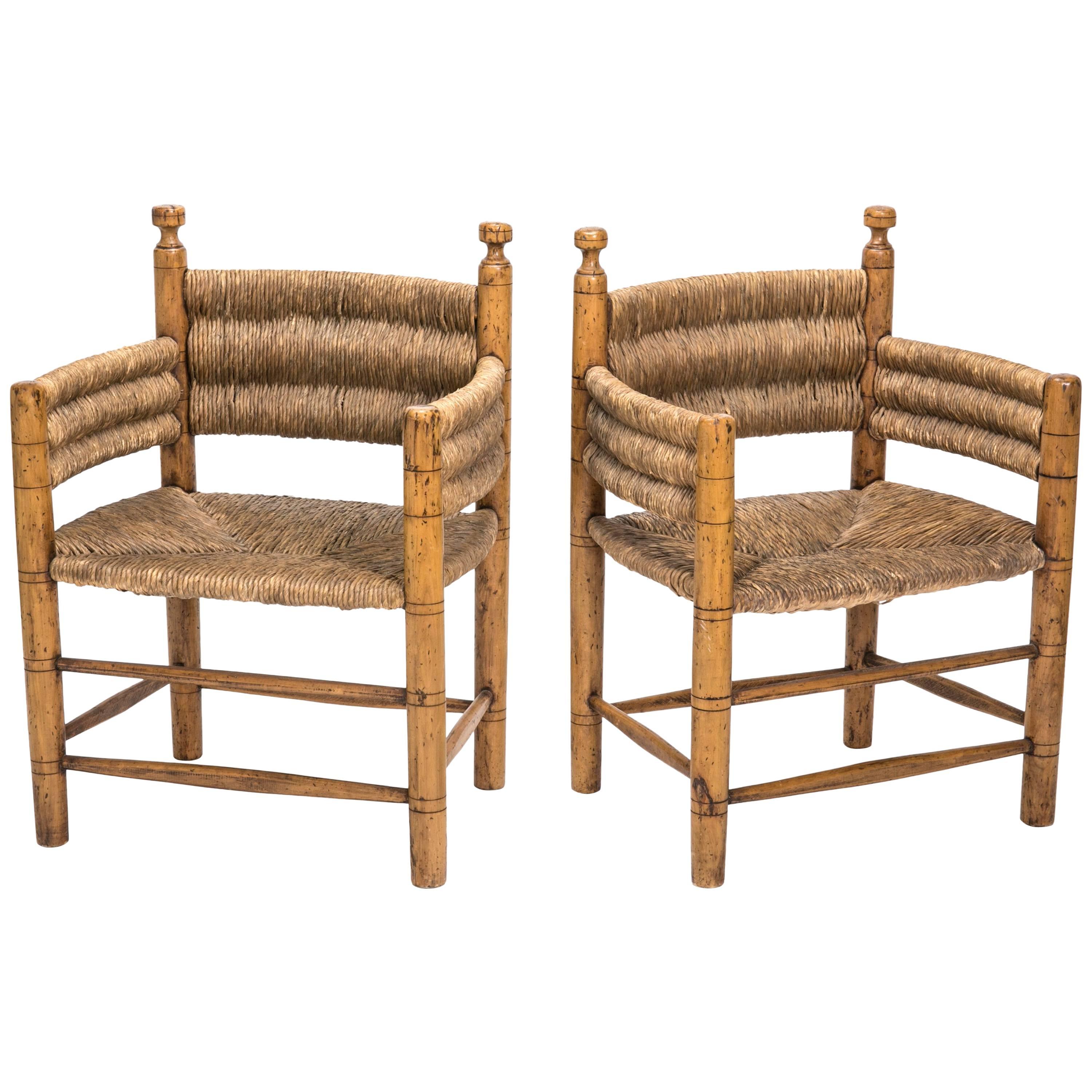 Pair of Rush Armchairs