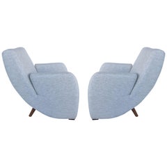 Mid-Century Modern Upholstered Club Chairs, Pair