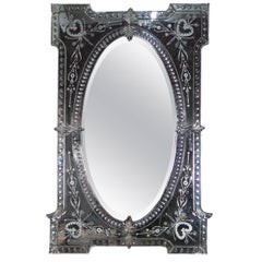 Monumental Size Etched Venetian Mirror, circa 1930s