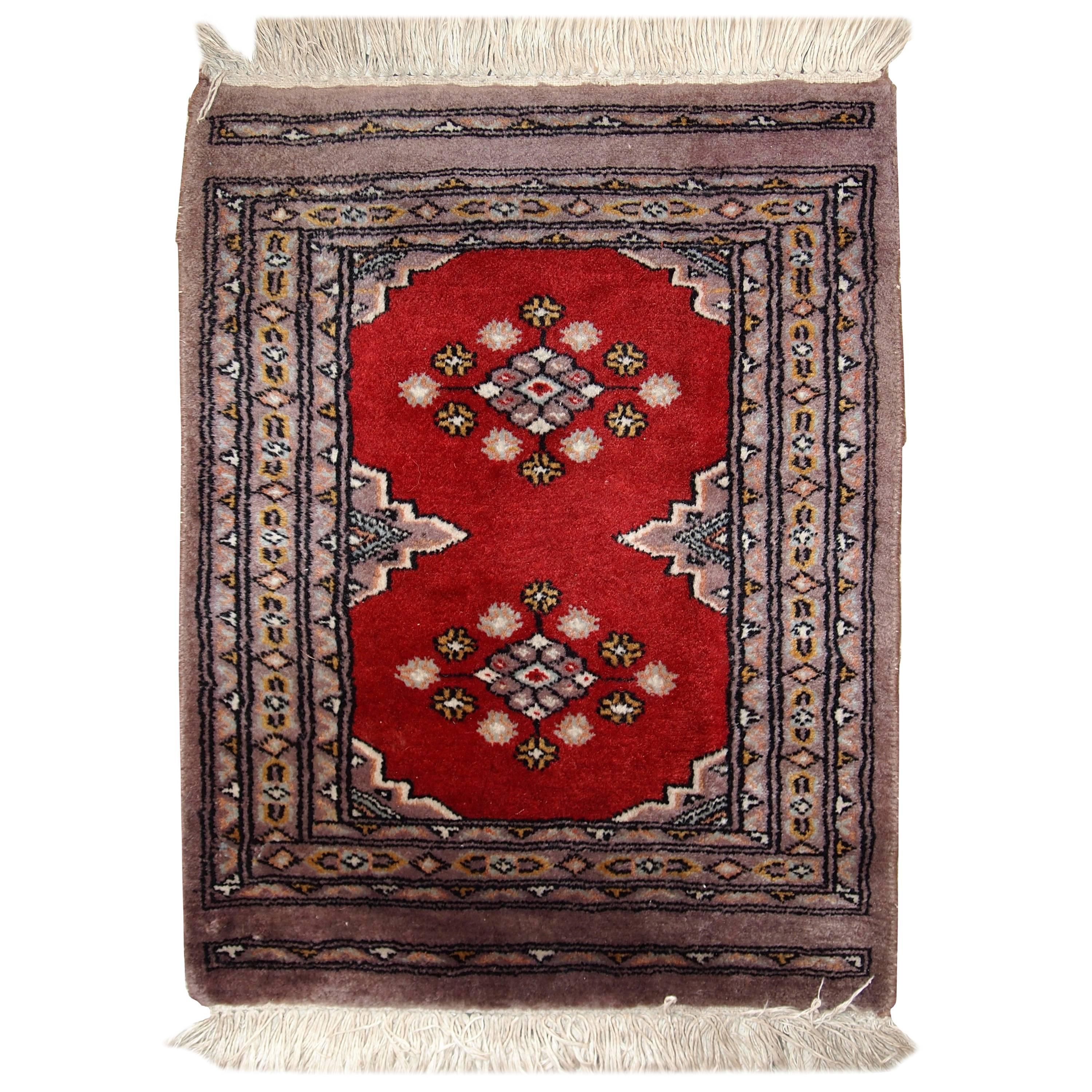 Handmade Vintage Uzbek Bukhara Rug, 1970s, 1C320 For Sale