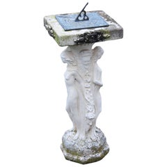 Vintage Large Weathered Patinated Reconstituted Stone Sundial