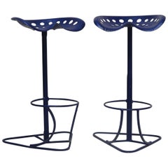 Pair of French Tractor Seat Stools, circa 1950s