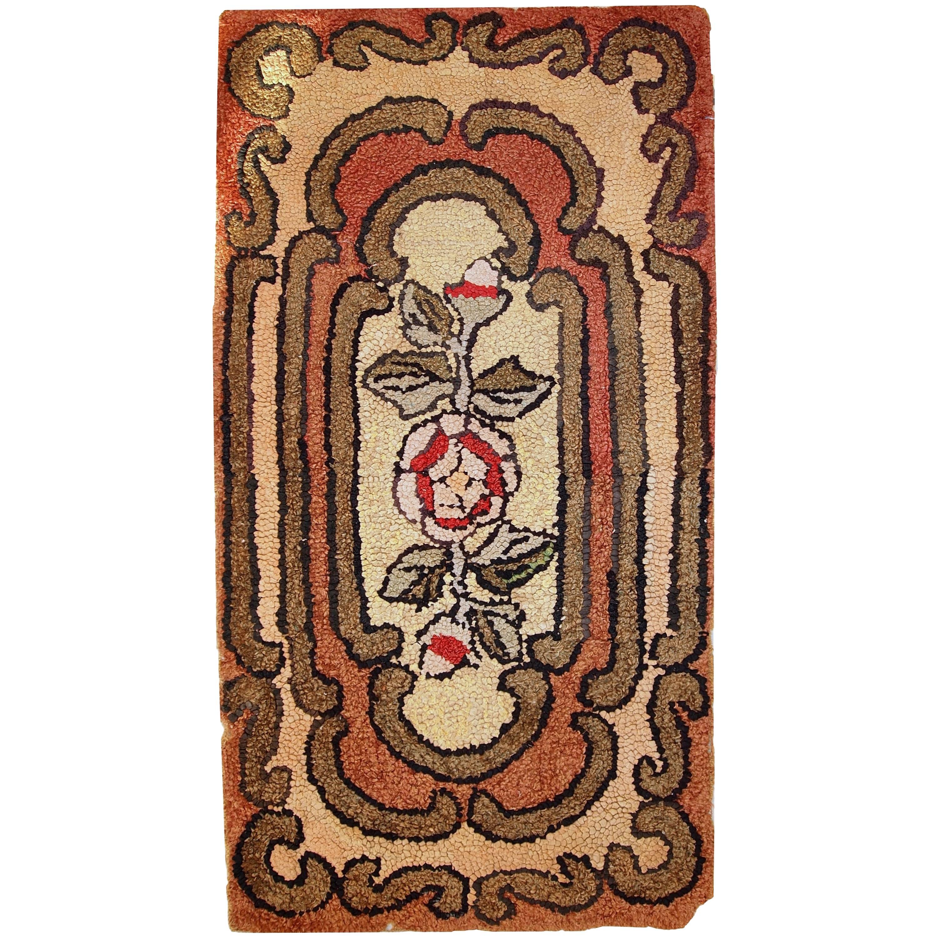 Handmade Antique American Hooked Rug, 1920s at 1stDibs
