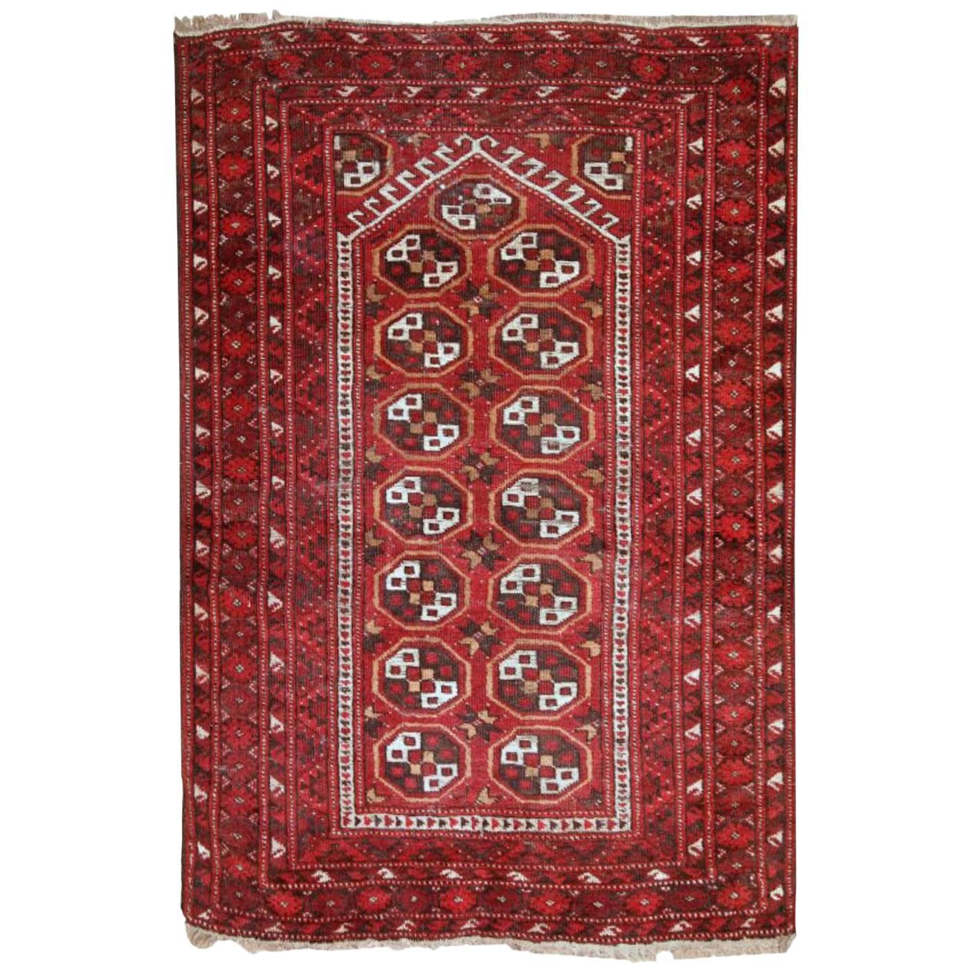 Handmade Antique Prayer Afghan Adraskand Rug, 1920s, 1C346 For Sale