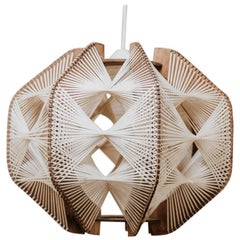 1970s Wicker and Wood Lamp