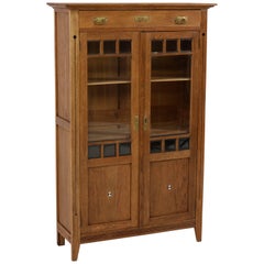 Dutch Oak Art Nouveau Arts & Crafts Bookcase with Inlay, 1900s