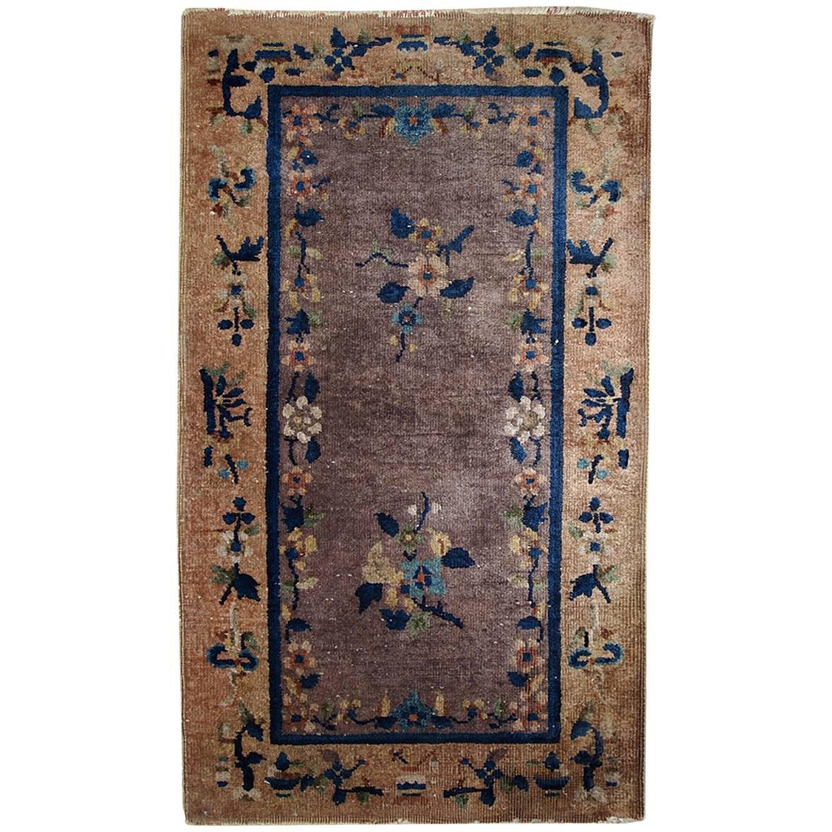 Handmade Antique Art Deco Chinese Rug, 1920s, 1C354