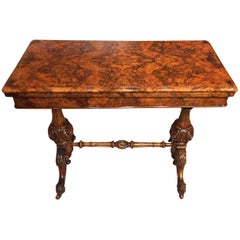 Beautiful Burr Walnut Victorian Period Fold Games/Card Table