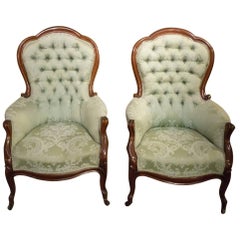 Good Pair of Mahogany Victorian Period Antique Armchairs, circa 1860
